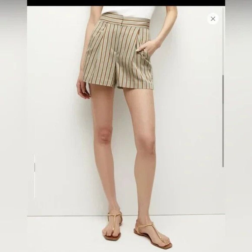 Veronica Beard Elbe Short Size 0 NEW Seafoam & Brown Stripe
